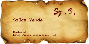 Szűcs Vanda névjegykártya